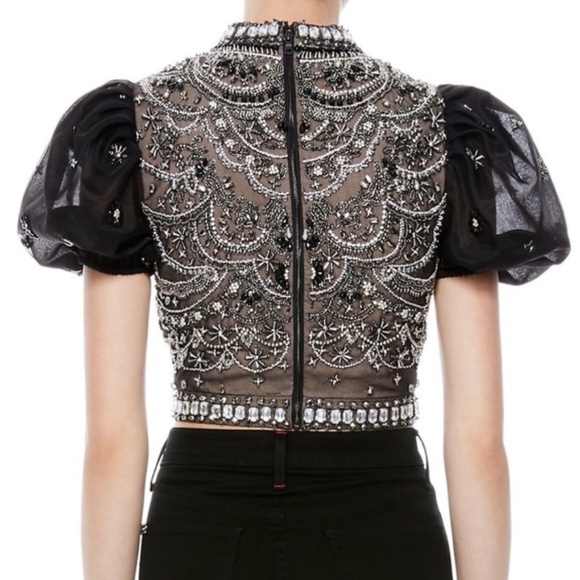 Alice + Olivia Cropped Embellished Top - Picture 3 of 7